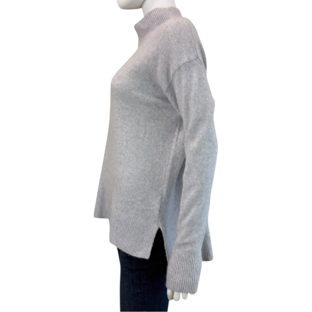 WHITE + WARREN Gray Cashmere Blend Mock Neck Sweater Size L - Picture 2 of 8